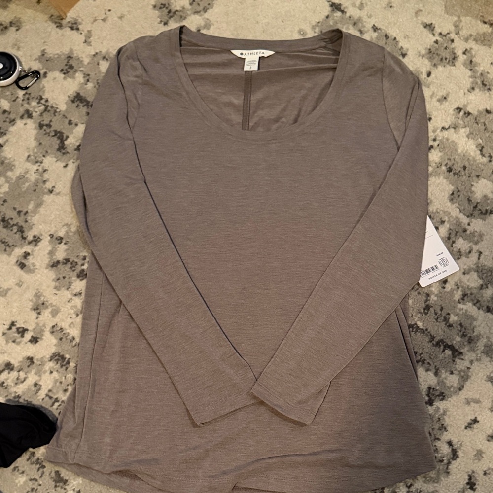 Athleta Taupe Long Sleeve Top Small NWT